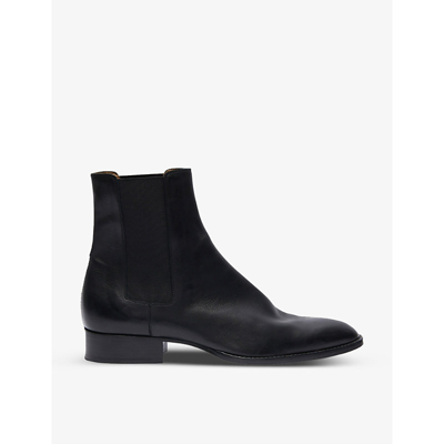 Shop Sandro Leather Chelsea Boots In Noir / Gris