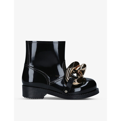 Shop Jw Anderson Women's Black Chain-embellished Rubber Ankle Boots
