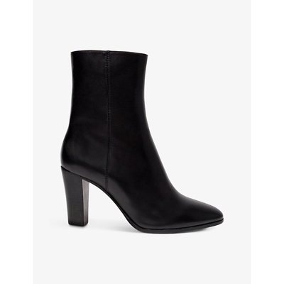 Shop Maje Womens Noir / Gris Fanette Pointed-toe Leather Ankle Boots