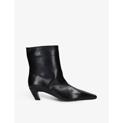 Shop Khaite Women's Black Arizona Leather Ankle Boots