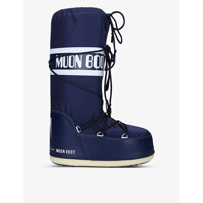 Shop Moon Boot Men's Blue Icon Branded Nylon Snow Boots