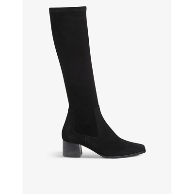 Whistles Womens Black Blair Zipped Suede Knee-high Boots 5 In Black
