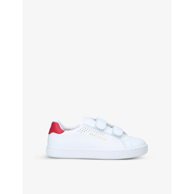 Shop Palm Angels Boys White/red Kids Palm One Low-top Leather Trainers 7-9 Years