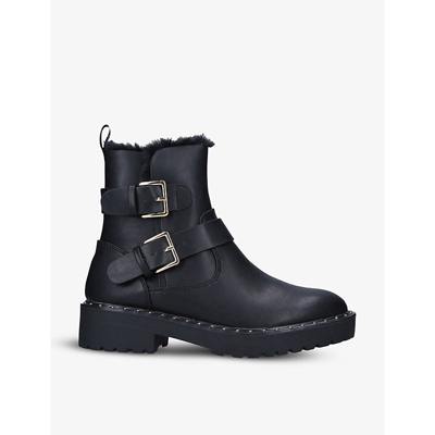 KG KURT GEIGER KG KURT GEIGER WOMENS BLACK TRIXIE WARM FAUX LEATHER ANKLE BOOTS 52111564
