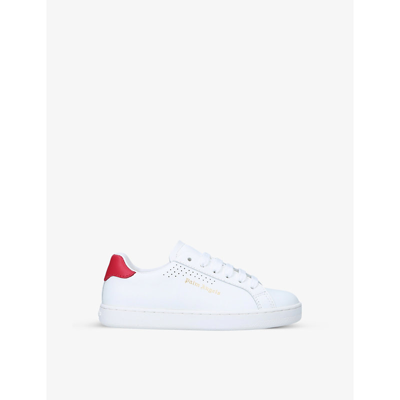 Shop Palm Angels Boys White/red Kids New Tennis Logo-print Leather Low-top Tennis Shoes 4-8 Years