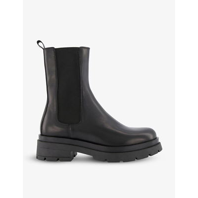 Shop Dune Women's Black-leather Palmz Chunky-soled Leather Chelsea Boots