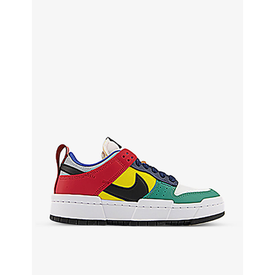 Shop Nike Womens Grey Yellow Red Navy Dunk Disrupt Low-top Leather Trainers 8.5