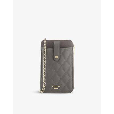 Shop Dune Kimmyy Quilted Faux Leather Phone Purse In Grey-plain Synthetic