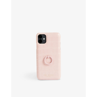 Shop Ted Baker Womens Pl-pink Claryy Croc-effect Faux-leather Iphone 11 Case 1 Size