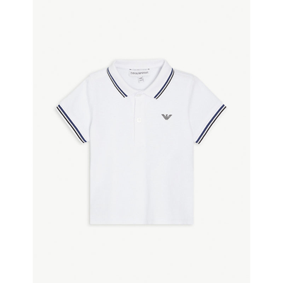 Shop Emporio Armani Bianco Ottico Logo-print Cotton Polo Shirt 6-36 Months 24 Months