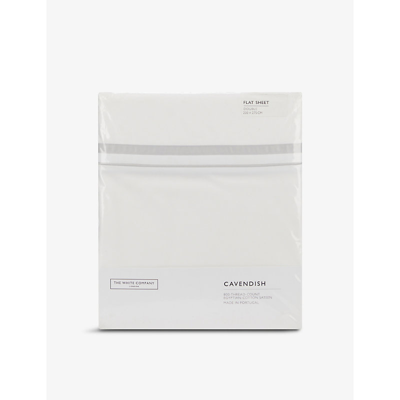 Shop The White Company White/silver Cavendish Cotton Flat Sheet