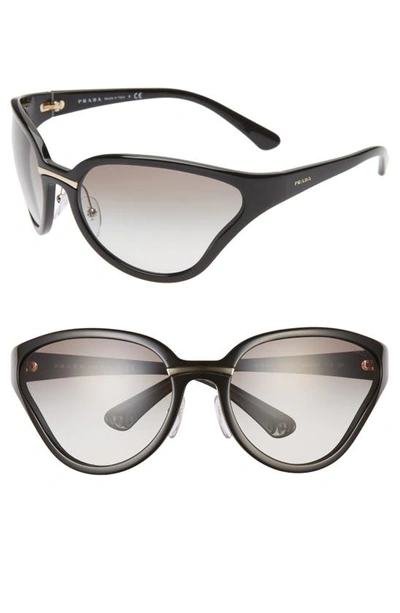 Shop Prada 68mm Oversize Wrap Butterfly Sunglasses In Black/ Black Solid