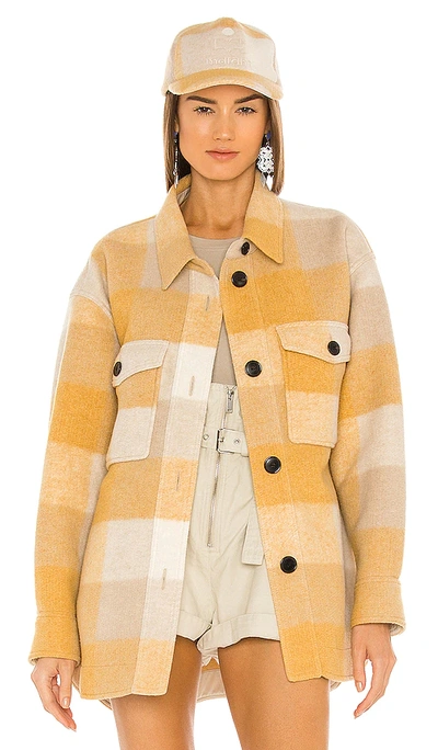 Isabel Marant Étoile Buttoned-up Flannel Coat In Yellow | ModeSens