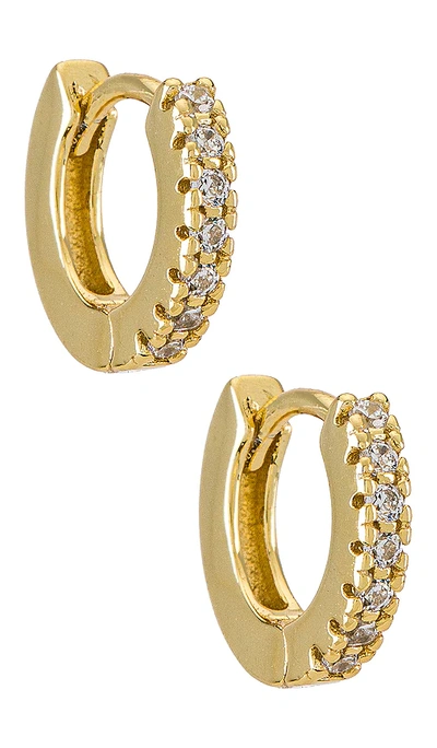 Shop Adinas Jewels Mini Huggie Earring In Metallic Gold