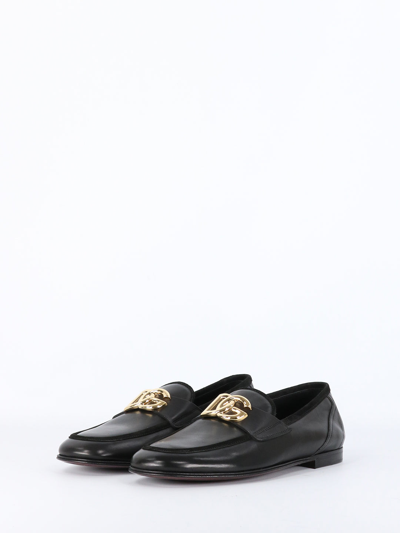 Shop Dolce & Gabbana Ariosto Leather Loafers In Black