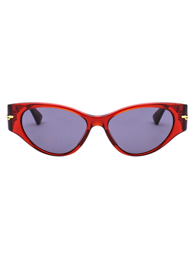 Shop Bottega Veneta Eyewear Sunglasses In 003 Burgundy Burgundy Grey