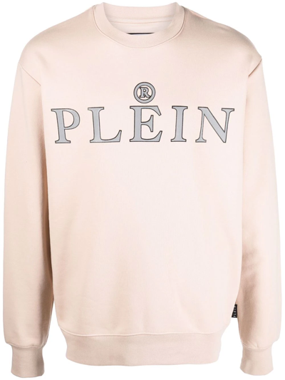 Shop Philipp Plein Logo Crew-neck Sweatshirt In Nude