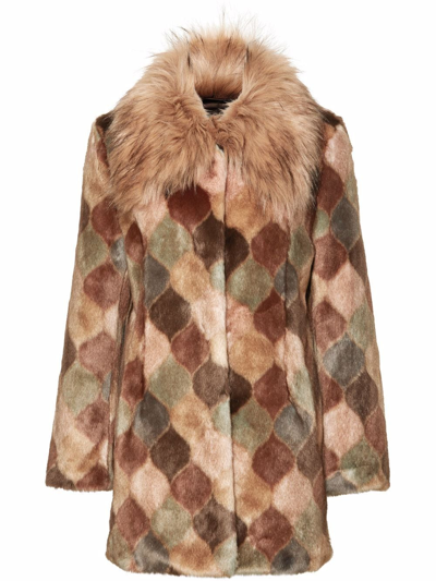 Shop Unreal Fur Casablanca Faux Fur Coat In Braun