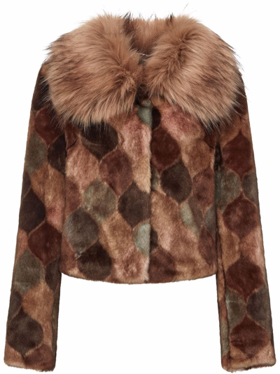 Shop Unreal Fur Casablanca Faux Fur Jacket In Braun