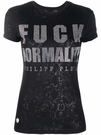 Philipp Plein Crystal-embellished Snake-print T-shirt In Black