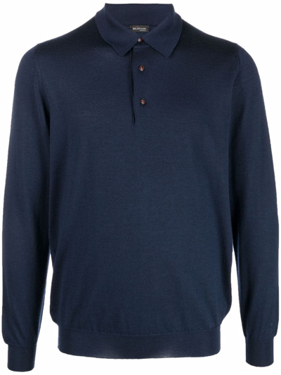 Shop Kiton Long-sleeve Polo Shirt In Blue