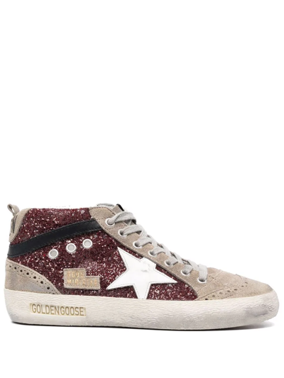 Shop Golden Goose Mid Star High-top Sneakers In Red
