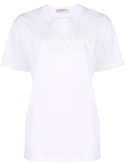 Shop Valentino Logo-print Round-neck T-shirt In Weiss