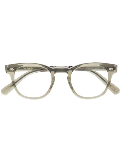 Shop Garrett Leight Logo Square-frame Glasses In Grün