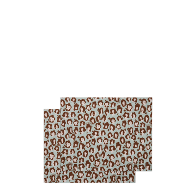 Shop La Doublej Tablemat Set Of 2 (35x45) In Lady Leopard Acqua
