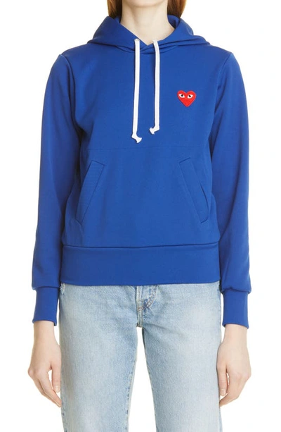 Shop Comme Des Garçons Play Heart Graphic Hoodie In Navy