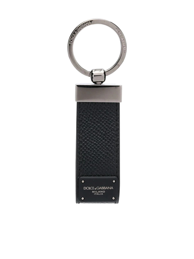 Shop Dolce & Gabbana Logo Tag Keyring In Black