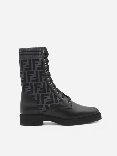 Shop Fendi Rockoko Boots In Leather With Ff Motif In Black