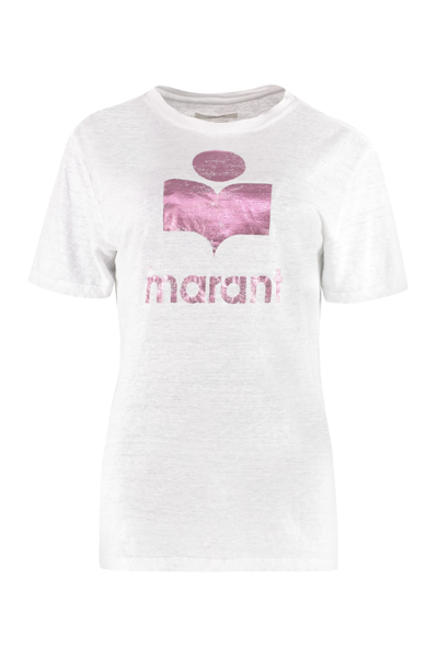Shop Isabel Marant Étoile Zewel Linen T-shirt In White