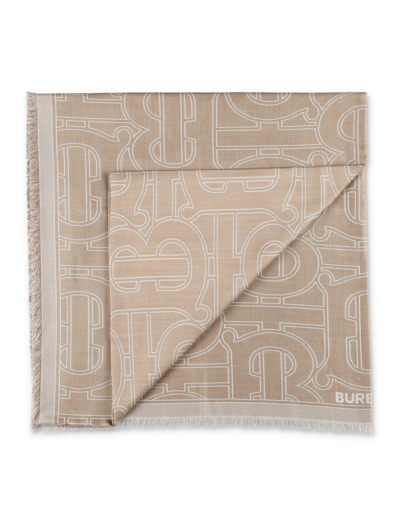 Shop Burberry Straight Tb Gauze Scarf In Archive Beige