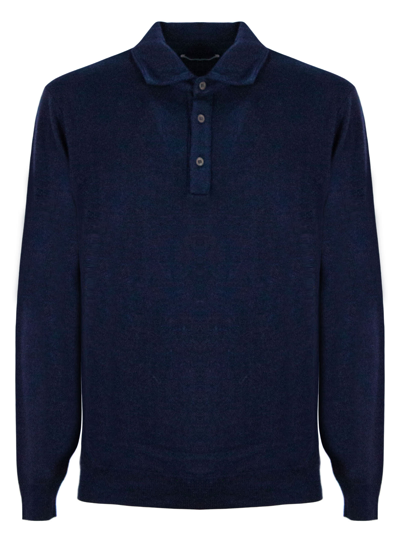 Shop Kangra Blue Cashmere Blend Polo Shirt