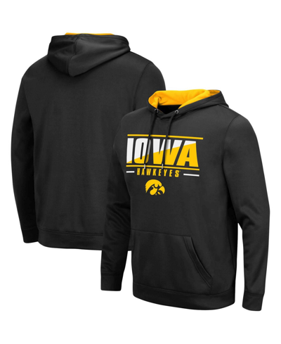Colosseum Men's Black Iowa Hawkeyes Slash Stack 2.0 Pullover Hoodie In Black