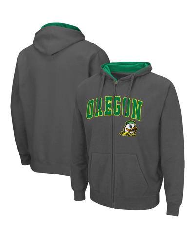 Colosseum Men's Charcoal Oregon Ducks Arch Logo 3.0 Full-zip Hoodie In Charcoal