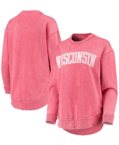 Shop Pressbox Women's Red Wisconsin Badgers Vintage-like Wash Pullover Sweatshirt