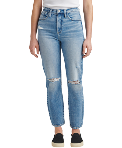 Shop Silver Jeans Co. Women's Borebank High Rise Slim Straight Jeans In Indigo