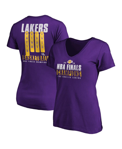 Shop Fanatics Women's Purple Los Angeles Lakers 2020 Nba Finals Champions Ready To Play V-neck T-shirt