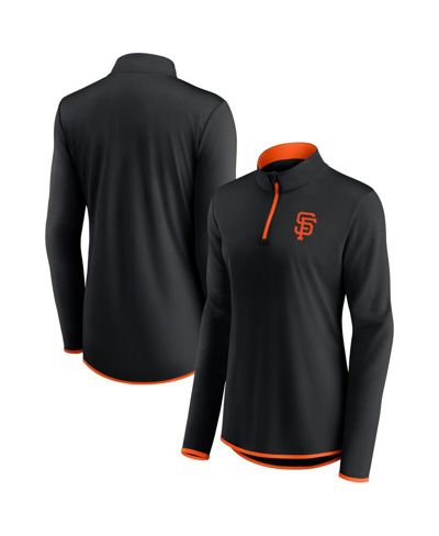 Shop Fanatics Women's Black And Orange San Francisco Giants Primary Logo Quarter-zip Jacket In Black/orange