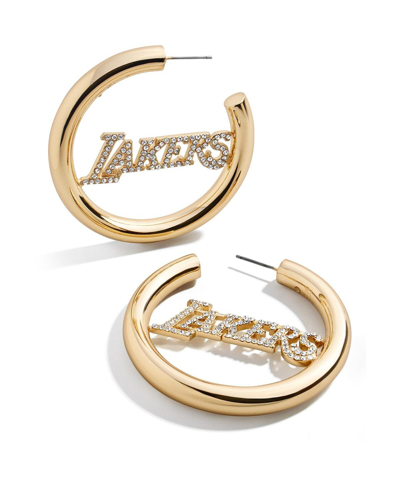 Shop Baublebar Women's Gold Los Angeles Lakers Logo Hoop Earrings In Gold-tone