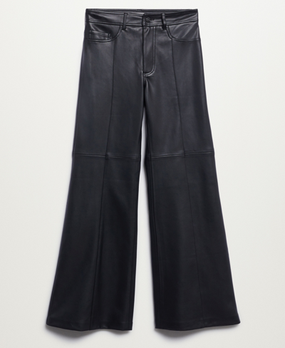 Shop Mango Women's Wide Leg Faux Leather Pants In Black