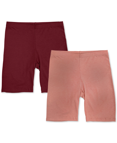 Shop Jenni 2-pk. Bike Shorts, Created For Macy's In Burgundy/pink