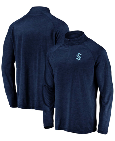 Fanatics Men's Navy Seattle Kraken Primary Logo Quarter-zip Pullover Fleece Jacket In Navy
