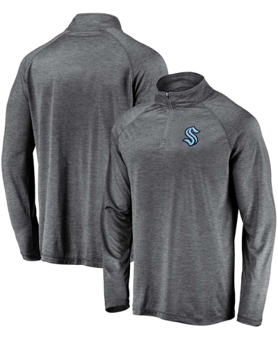 Shop Fanatics Men's Gray Seattle Kraken Synthetic Primary Logo Quarter-zip Pullover Jacket