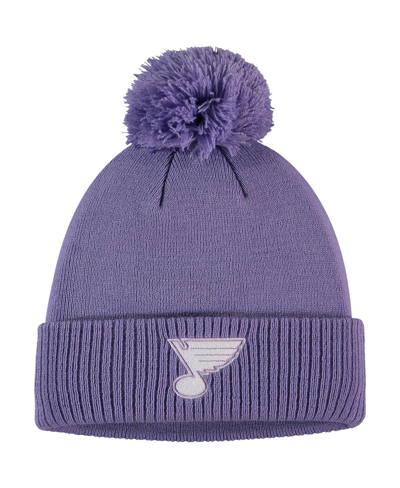 Shop Adidas Originals Men's Purple St. Louis Blues 2021 Hockey Fights Cancer Cuffed Knit Hat With Pom