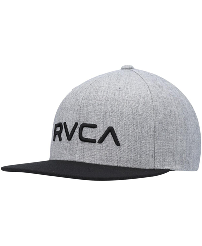 Shop Rvca Men's Heathered Gray And Black Twill Ii Snapback Hat In Heathered Gray/black