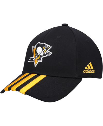 Shop Adidas Originals Men's Black Pittsburgh Penguins Locker Room Three Stripe Adjustable Hat