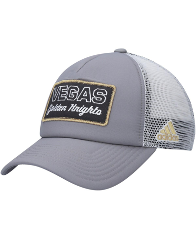 Shop Adidas Originals Men's Gray, White Vegas Golden Knights Locker Room Foam Trucker Snapback Hat In Gray/white